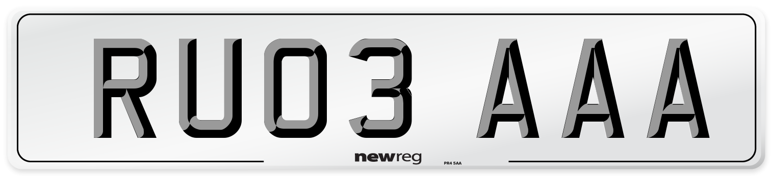 RU03 AAA Number Plate from New Reg